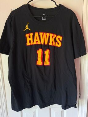 Nike Black HAWKS Trae Young Graphic Tee with Yellow and Red Accents